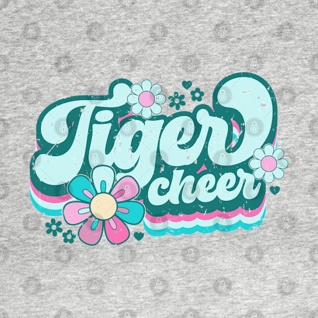 Tiger cheer - retro tiger cheer - floral tiger cheer by Zedeldesign